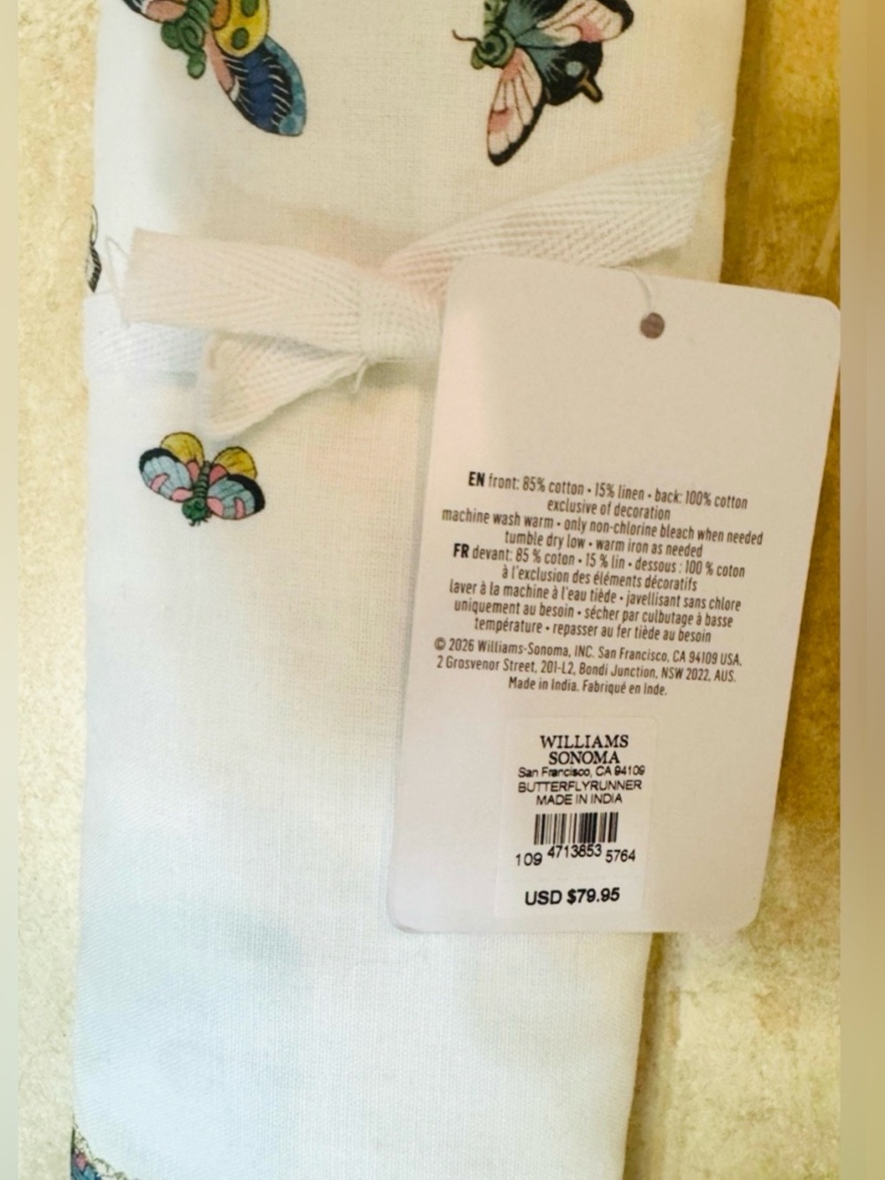 Williams Sonoma Papillon Table Runner - Picture 7 of 10